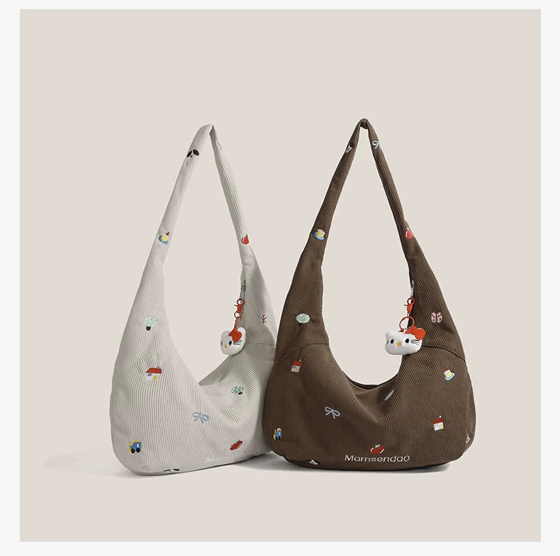 Charm Corduroy Hobo Bag