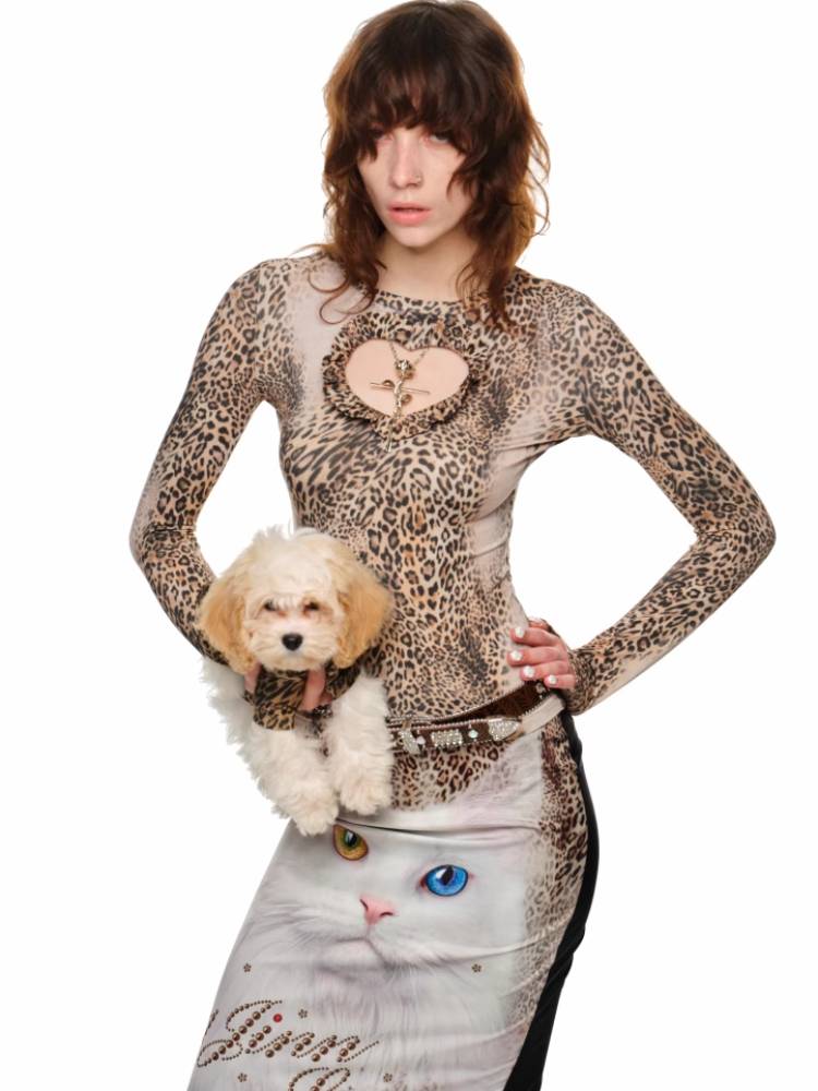 Cat Crystal Pencil Skirt