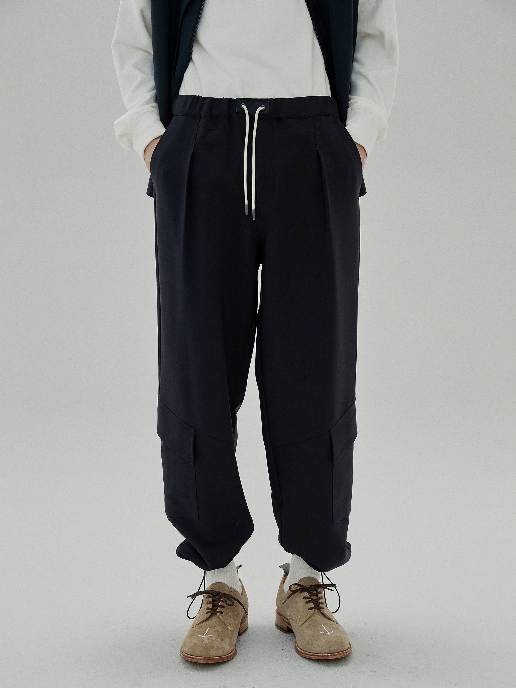 Draping Drawstring Cargo Casual Pants