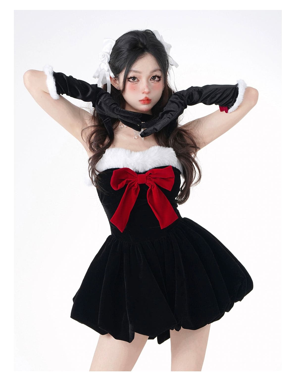 Black Strapless Dress With Bud Skirt - chiclara