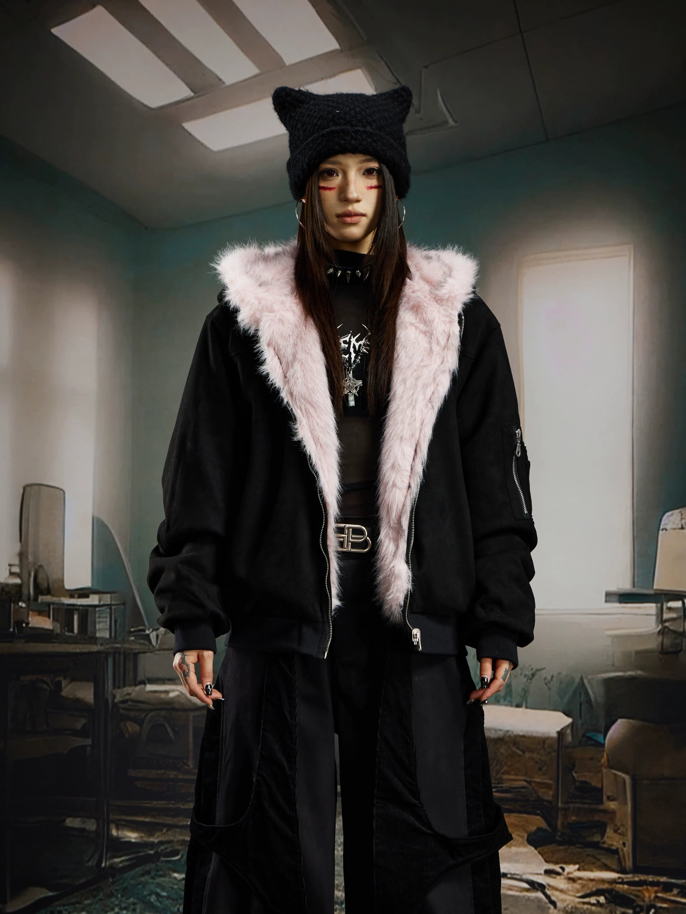 Reverb Reversible Faux‑Fur Hoodie Bomber