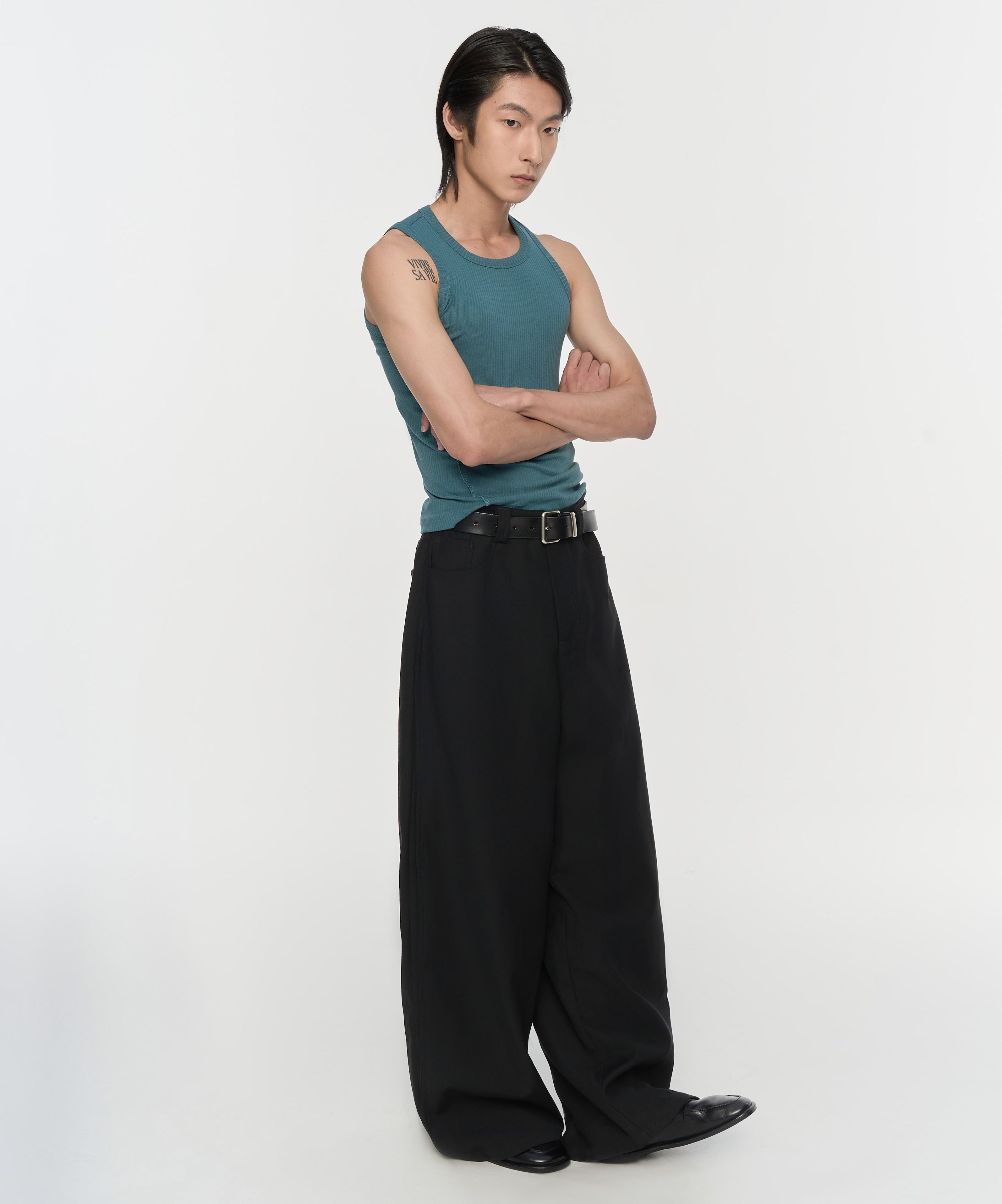 Pleated Wide-Leg Trousers
