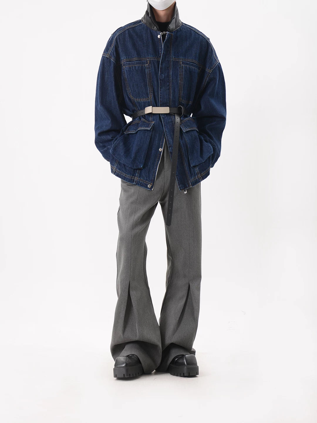 Slate Crease Sculpted Flare Trousers