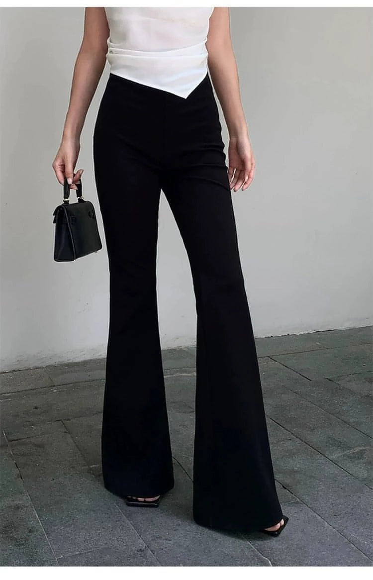 High-Waist Slimming Bell-Bottom Pants - chiclara