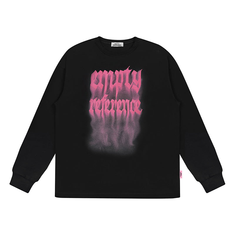 Edgy Smoke Logo Printed Long Sleeve Tee - chiclara