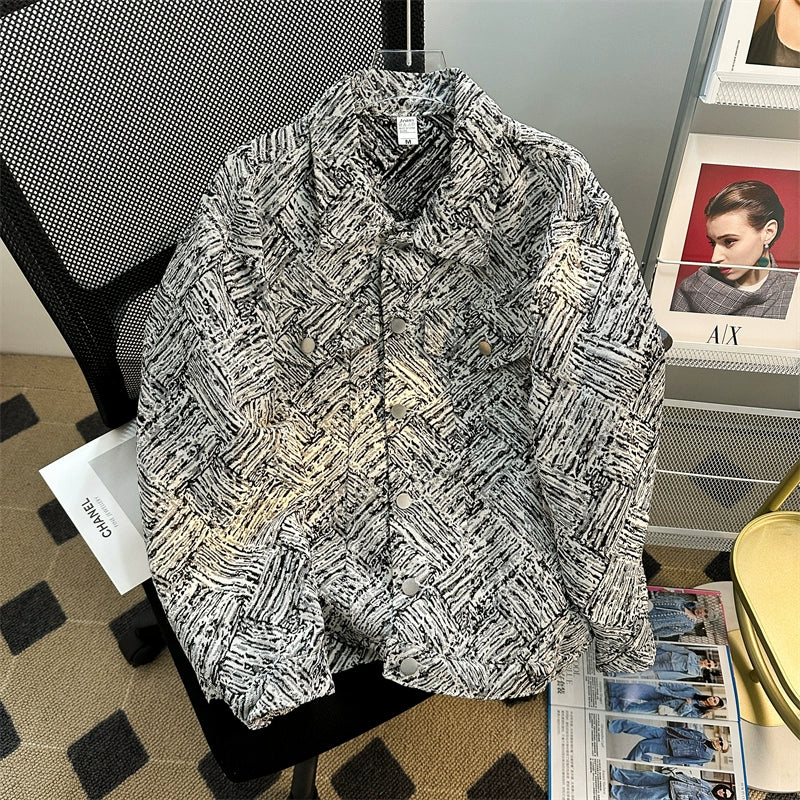 Abstract Pattern Embroidered Bomber Jacket