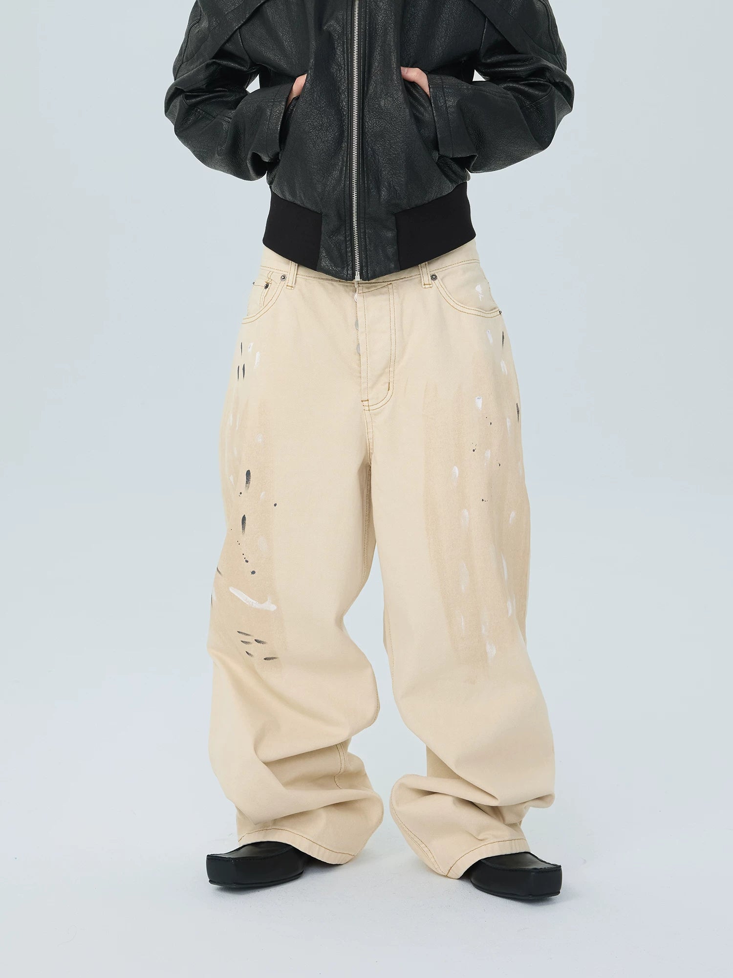 Ivory Paintstroke Balloon Stack Jeans