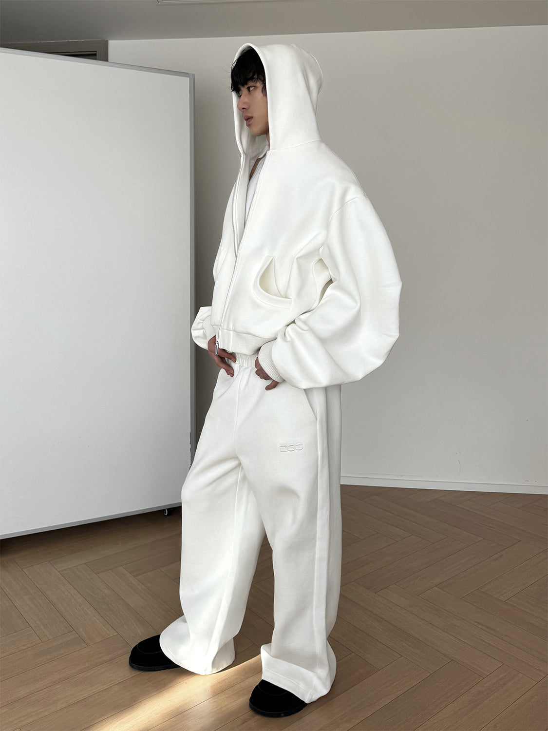 Heavyweight Boxy Hoodie and Wide-Leg Sweatpants Setup