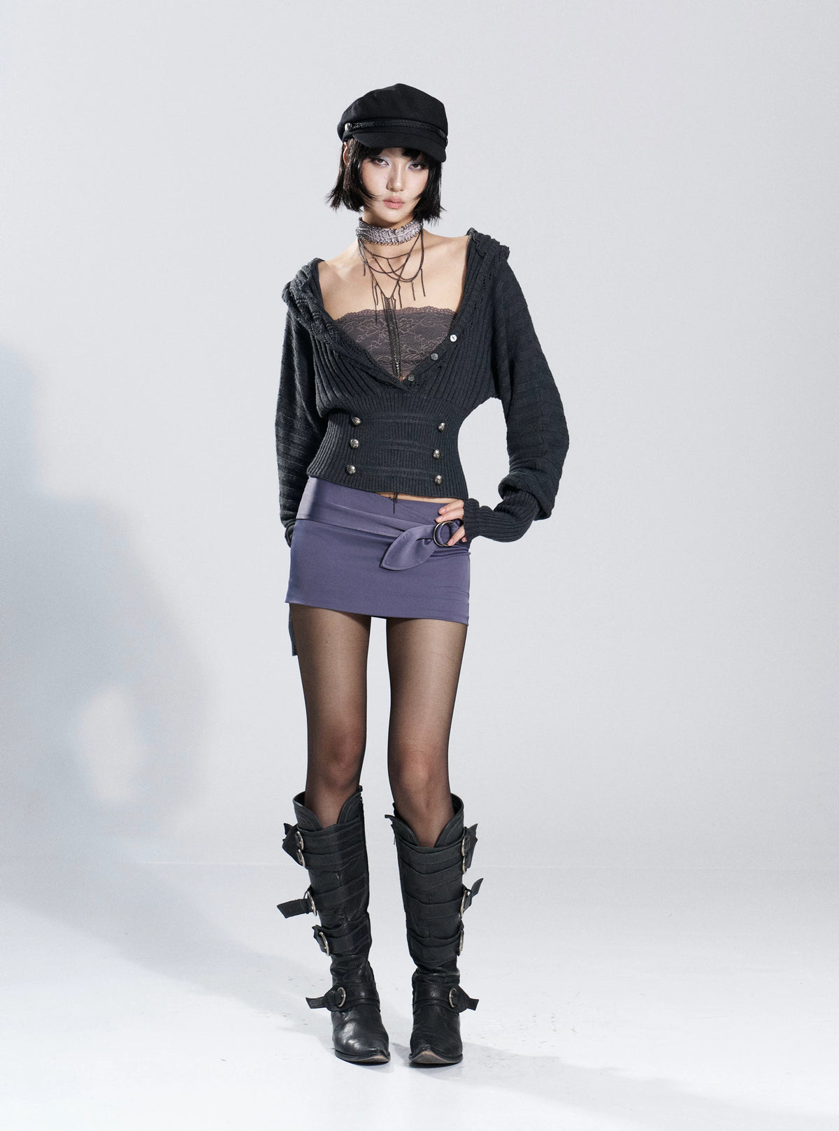 Vesper Buckle Wrap Mini Skirt