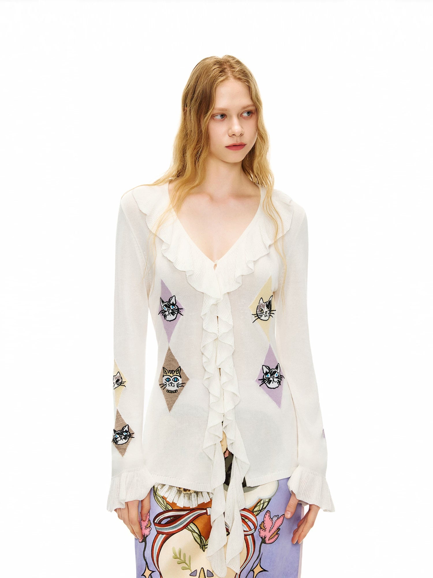 Ruffled Kitty Argyle Romance Blouse