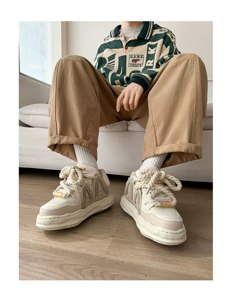 Chunky Rope Lace Thick Platform Sneakers