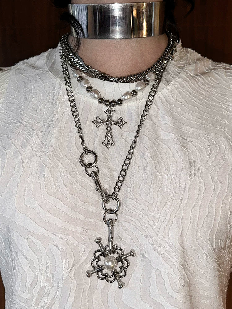 Cathedral Relic Layered Relic Cross Necklace Set