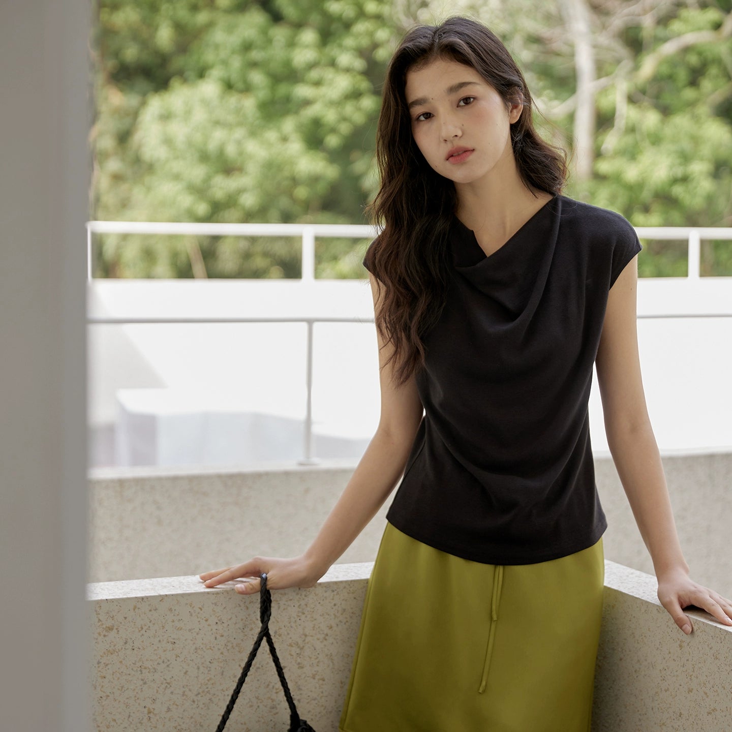 Cowl Neck Cap Sleeve Top