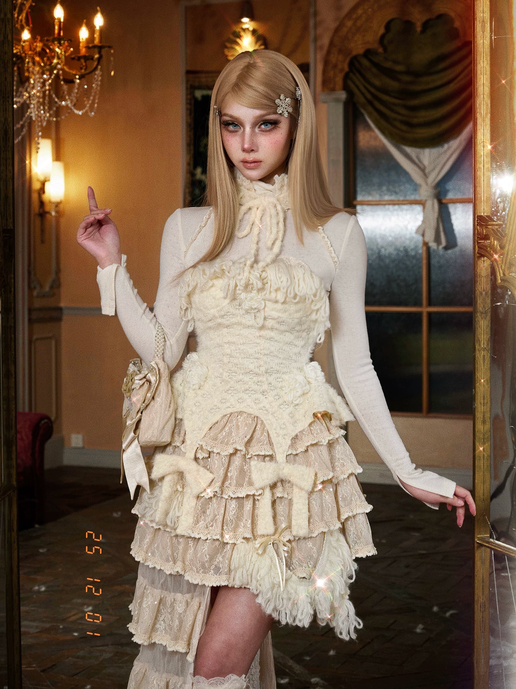 Ivory Fringe Knit Corset Top