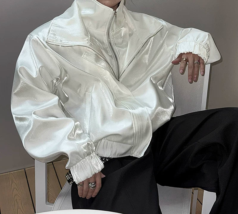 Nebula Gloss High-Collar Zip Jacket