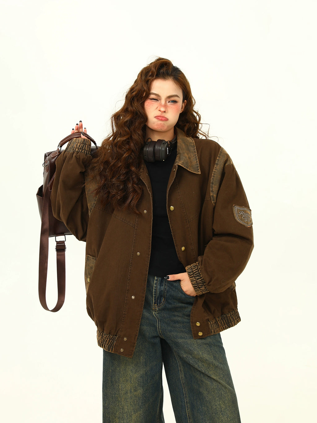 Vintage Brown Varsity Jacket by Wild Azi | Chiclara