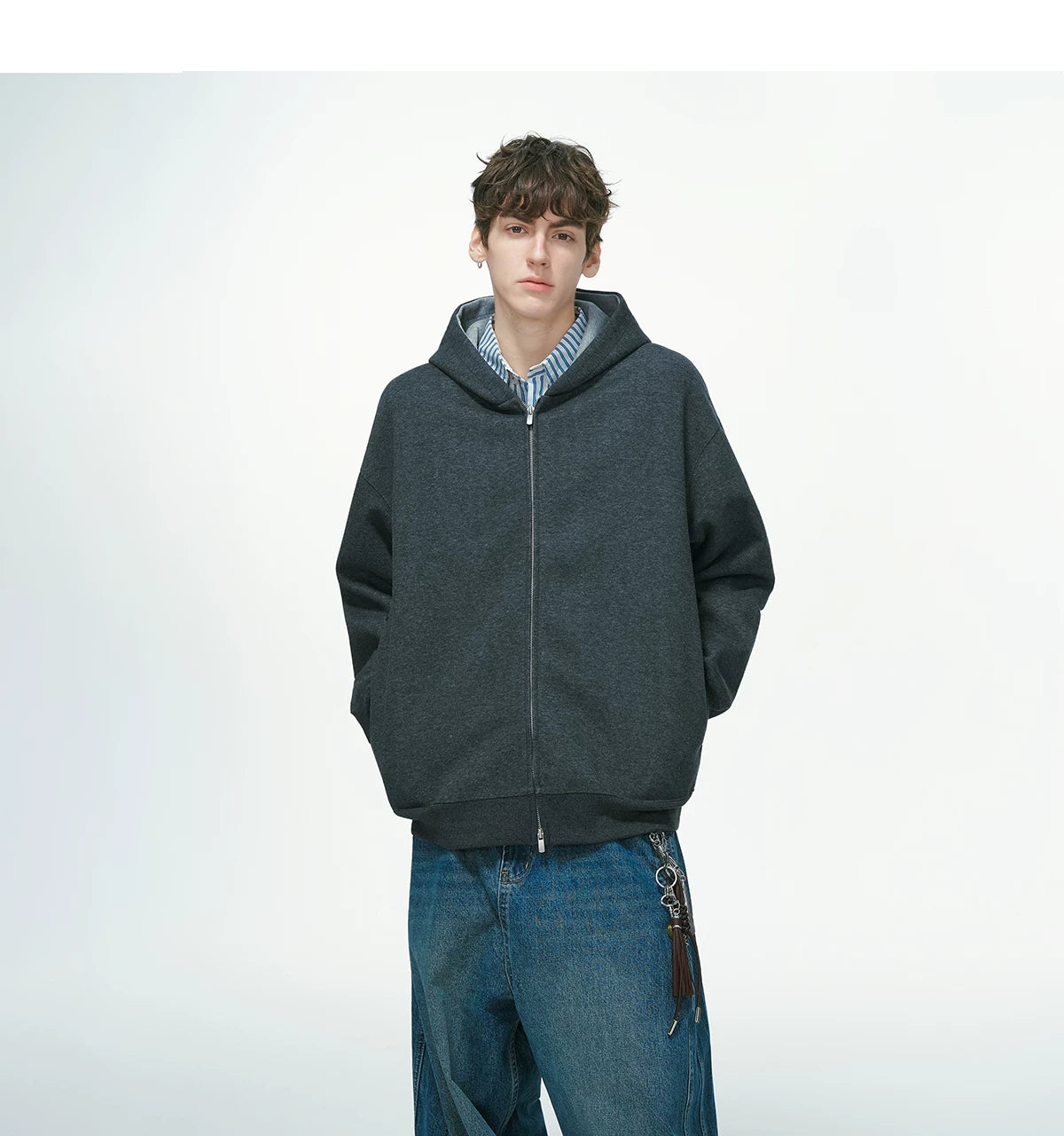 Dual-Tone Varsity Zip Hoodie