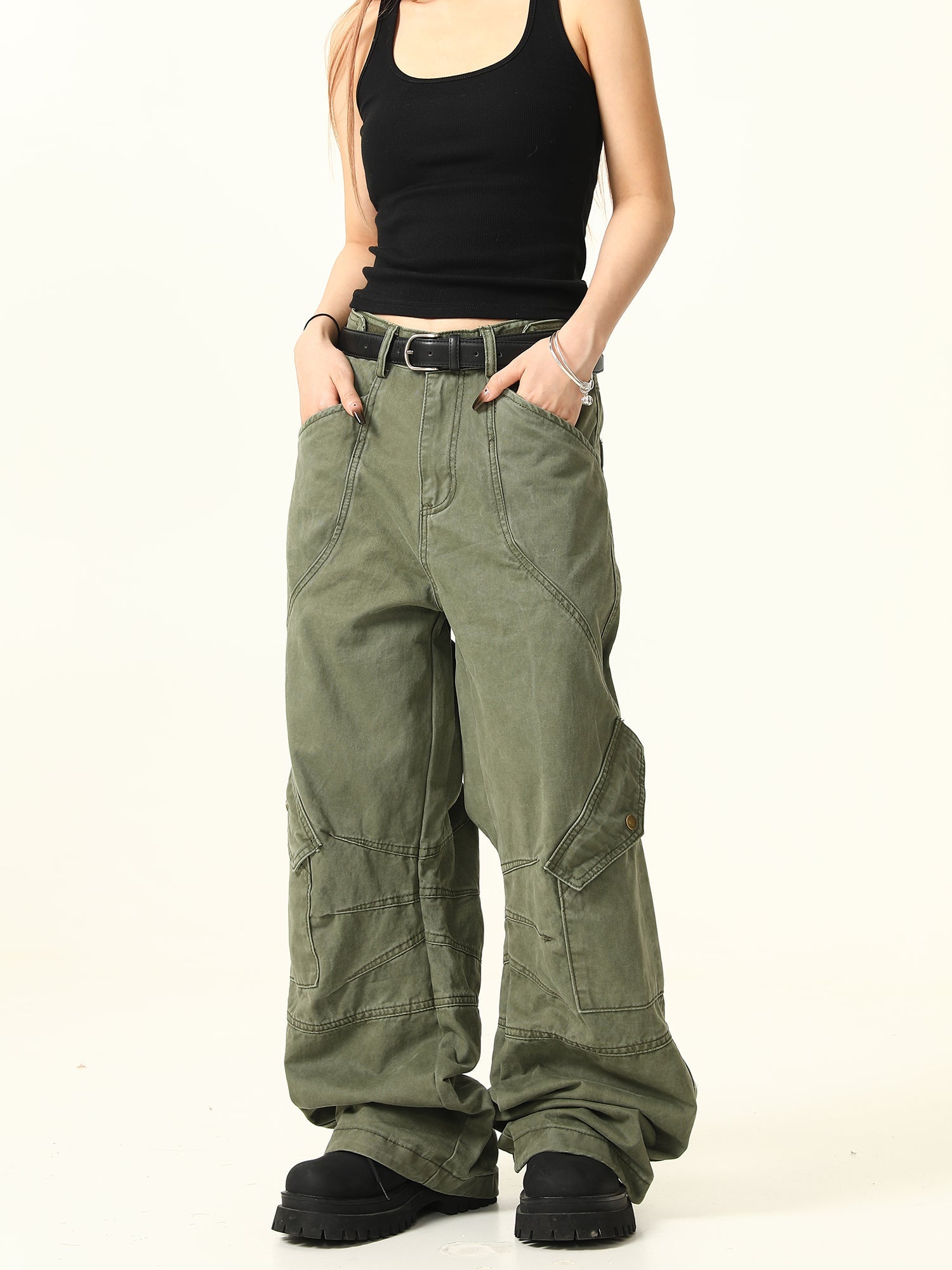 Military Cargo Wide Leg Pants