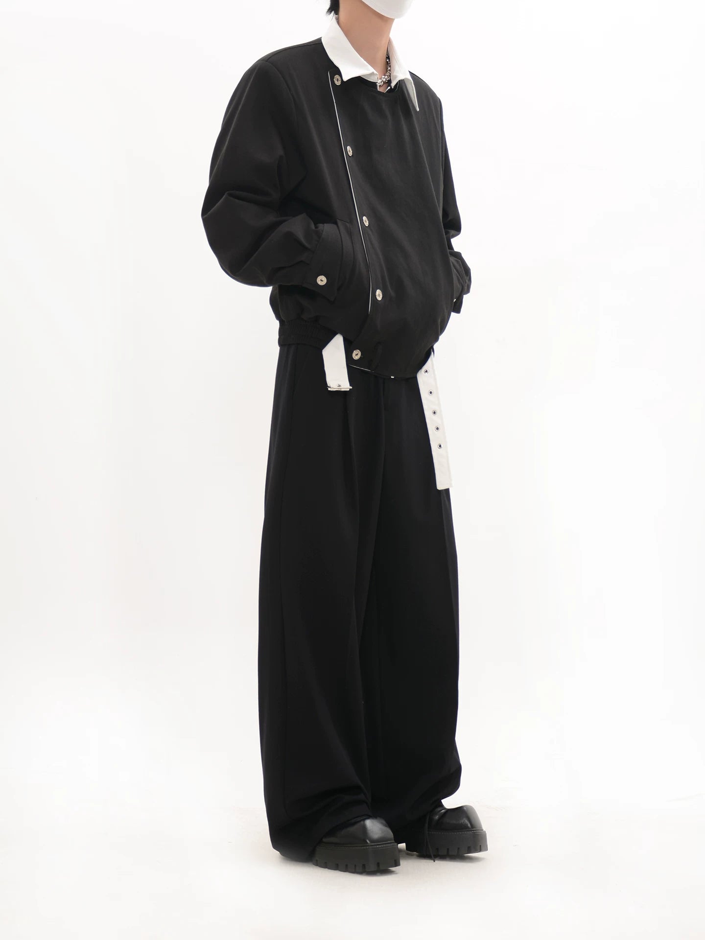 Asymmetric Button Front Blouson Jacket