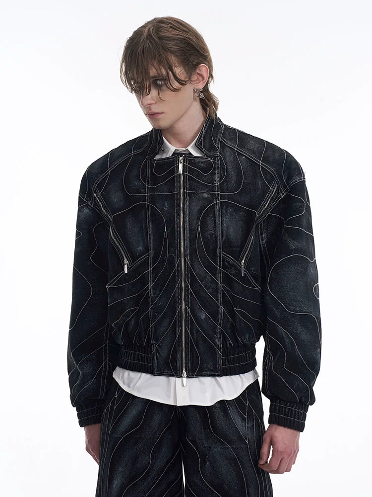 Topographic Denim Jacket and Pants Setup