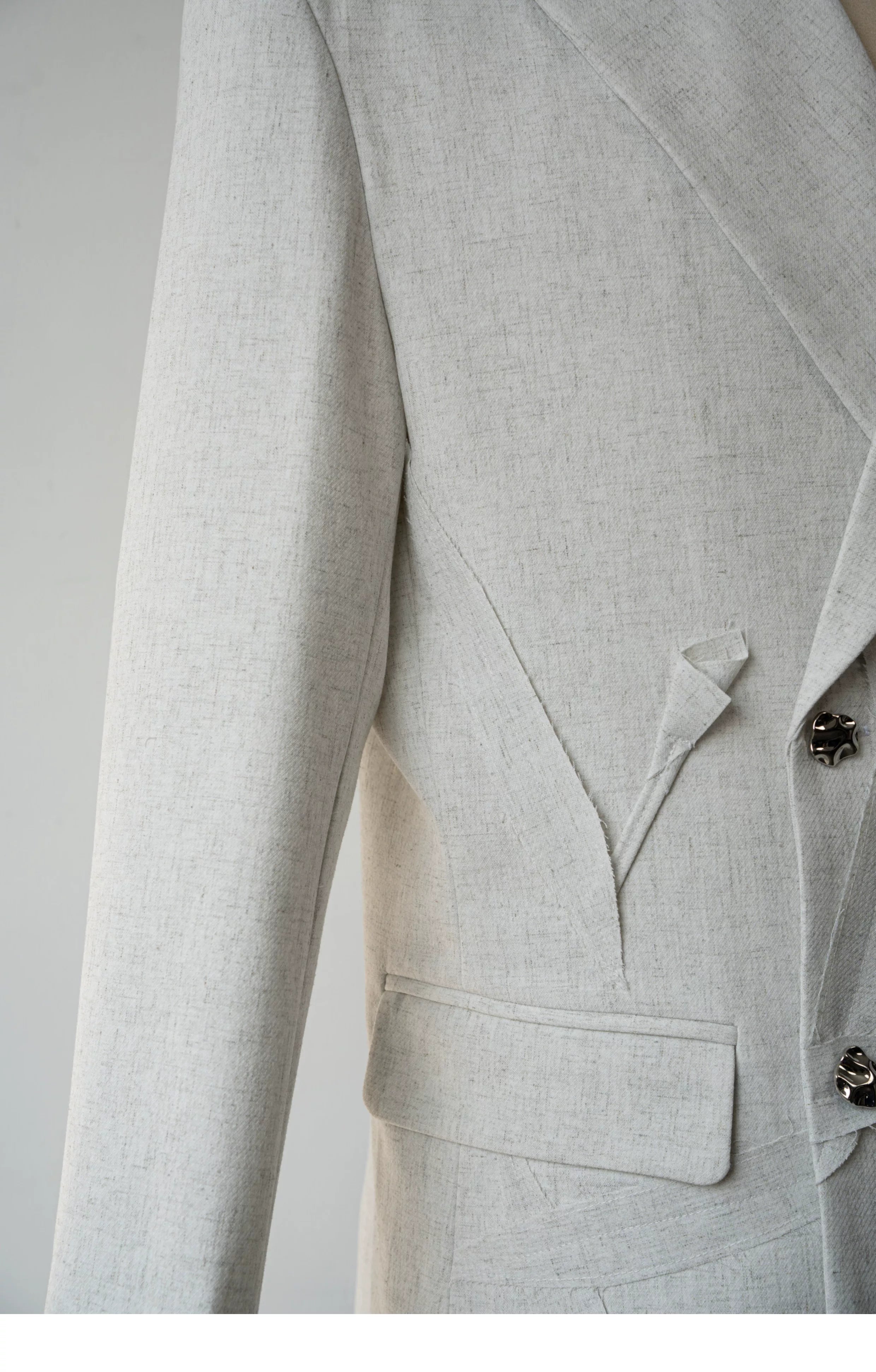 Ivory Bloom Sculpted Linen Blazer