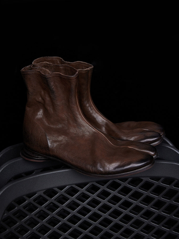 Black Leather Tabi Boots