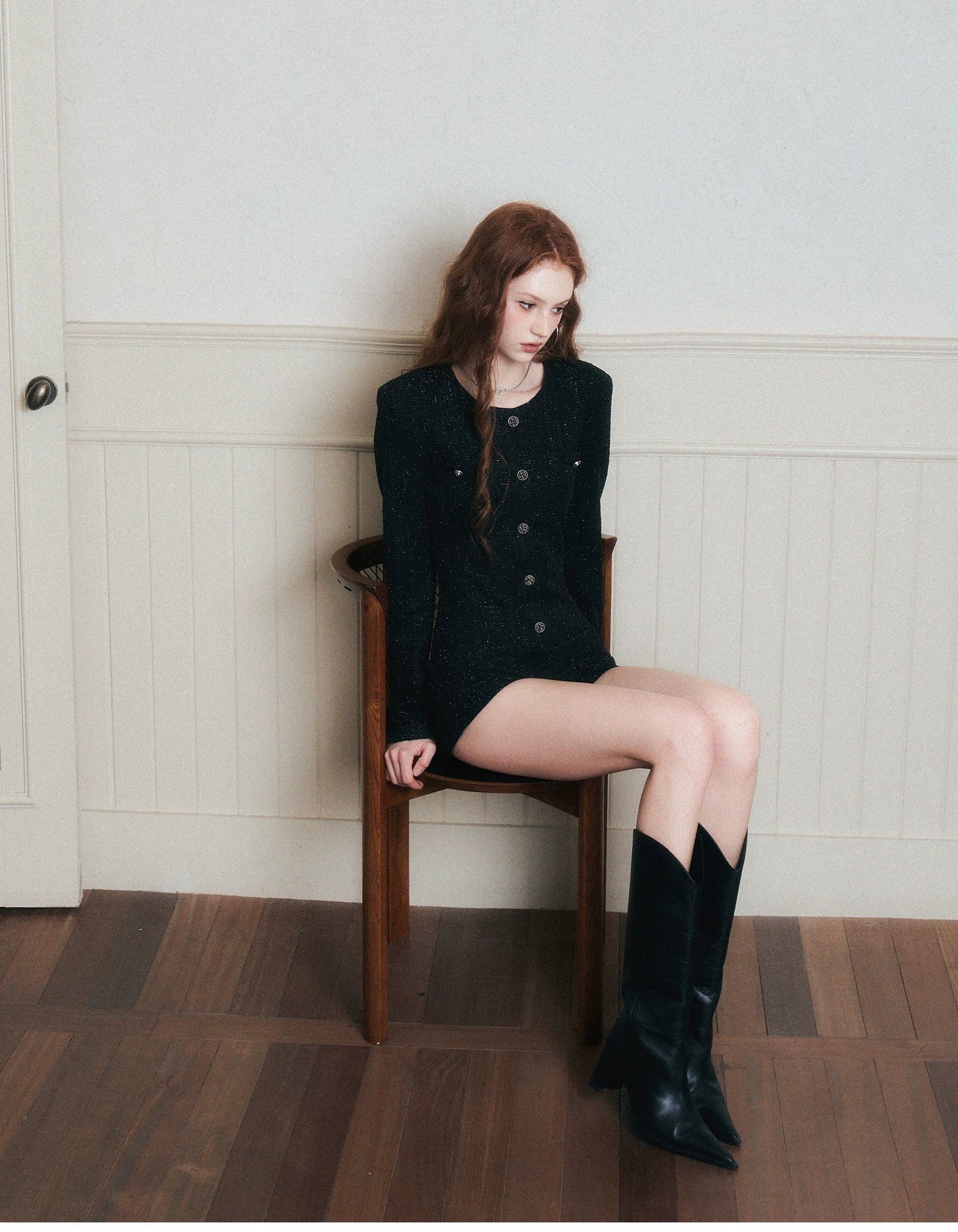 Midnight Muse Tweed Romper