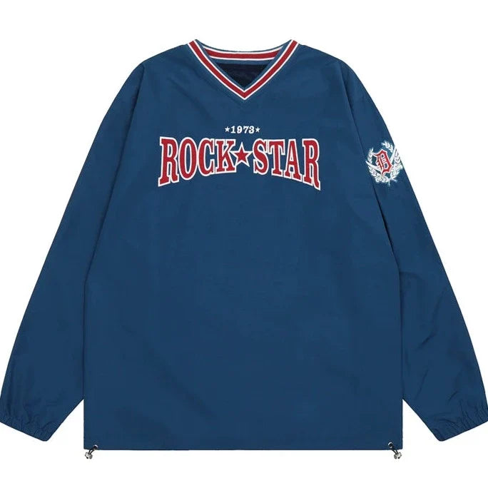 Rock Star Varsity Anorak Pullover