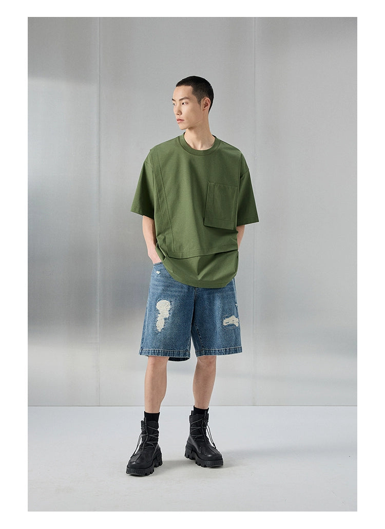 Distressed Patchwork Cropped/Short Pants