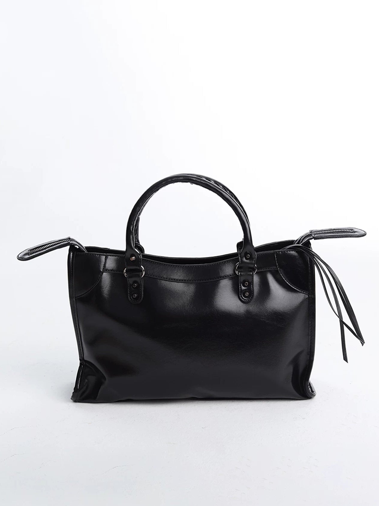 Midnight Engine Glossy Studded Satchel