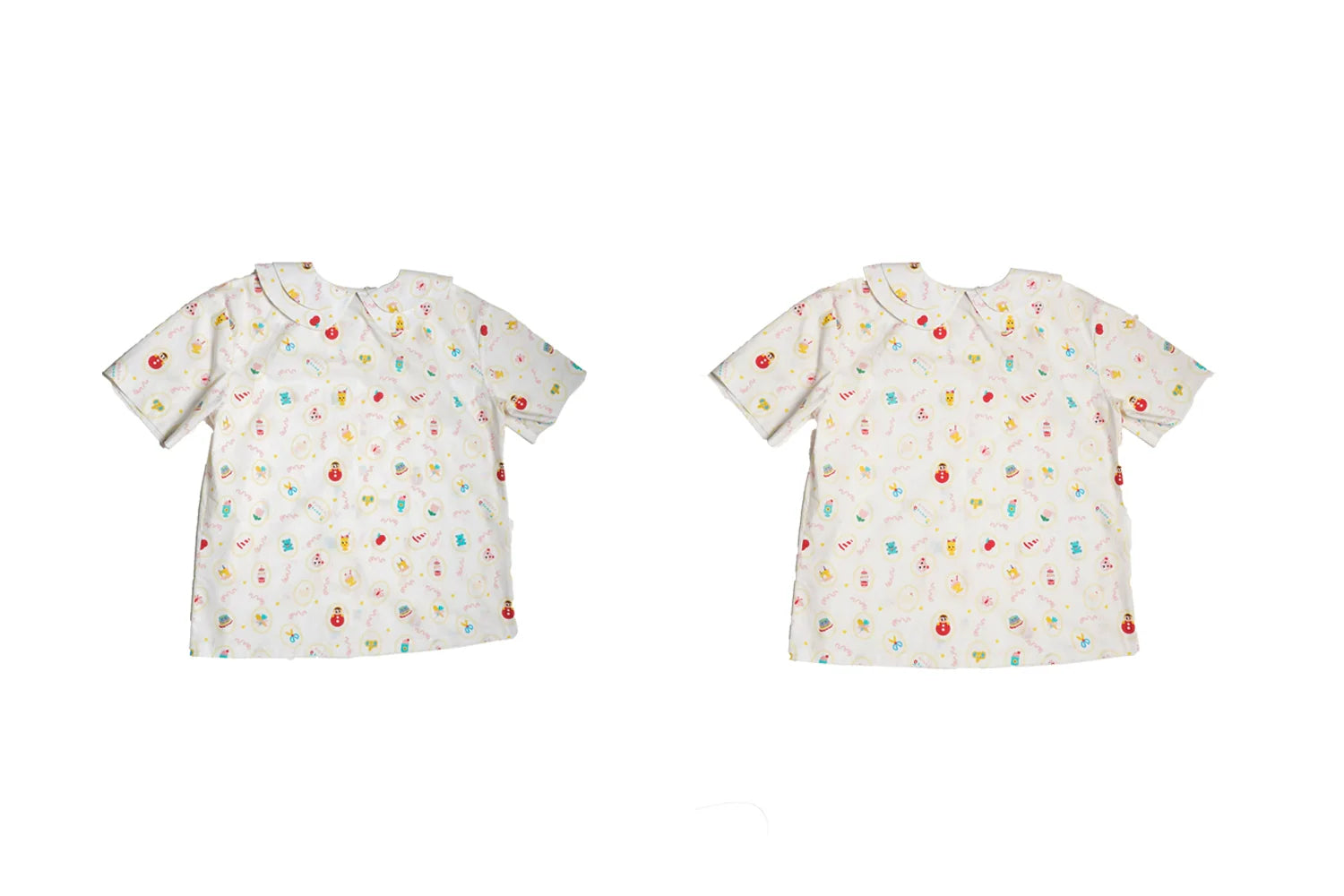 Sweet Milkshake Print Peter Pan Collar Blouse