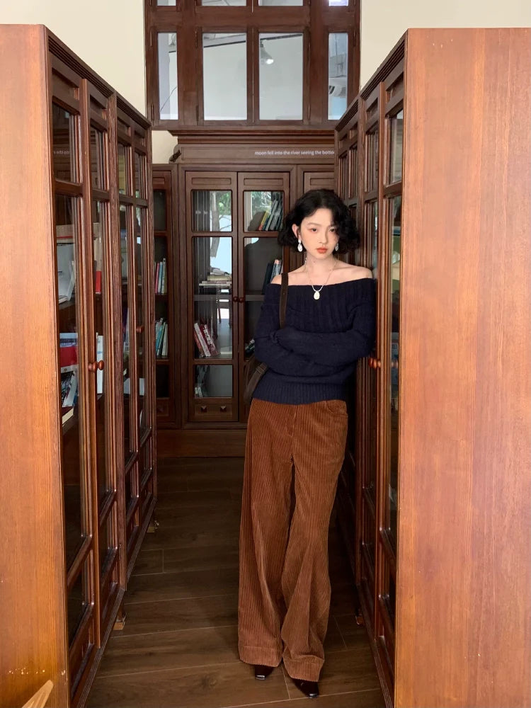 High-Waisted Corduroy Wide-Leg Pants