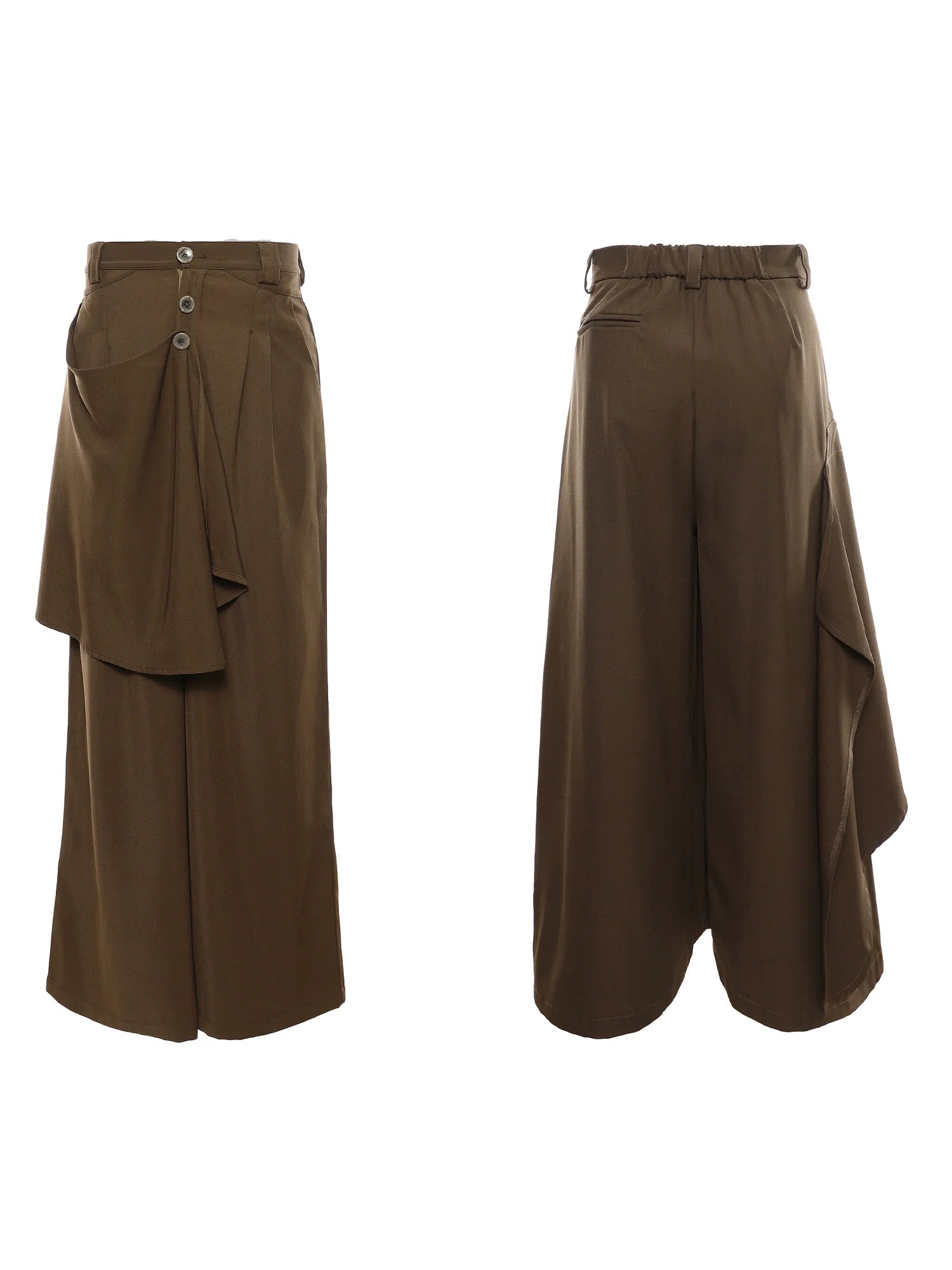 Asymmetric Overlay Wide-Leg Palazzo Pants