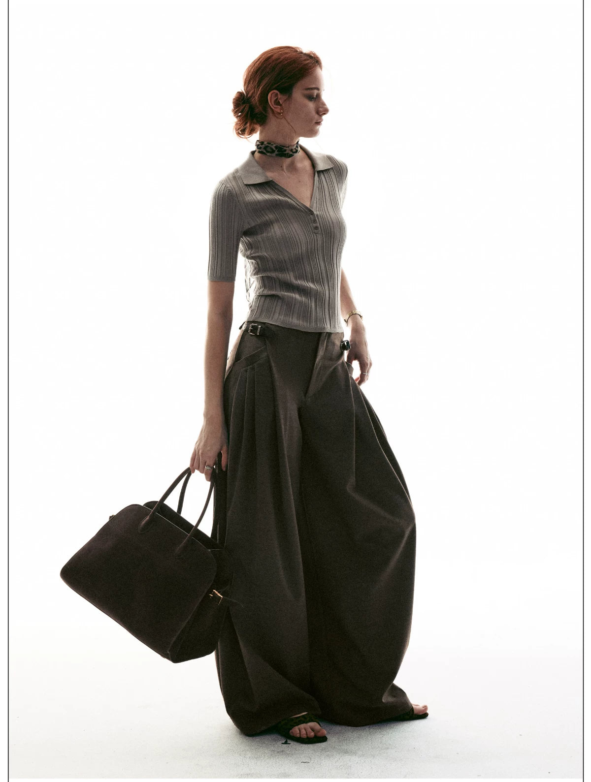 Stone Sonata Ribbed Polo Knit Top