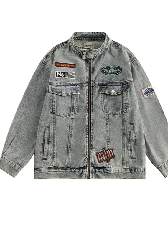 Oversized Vintage-Style Denim Jacket