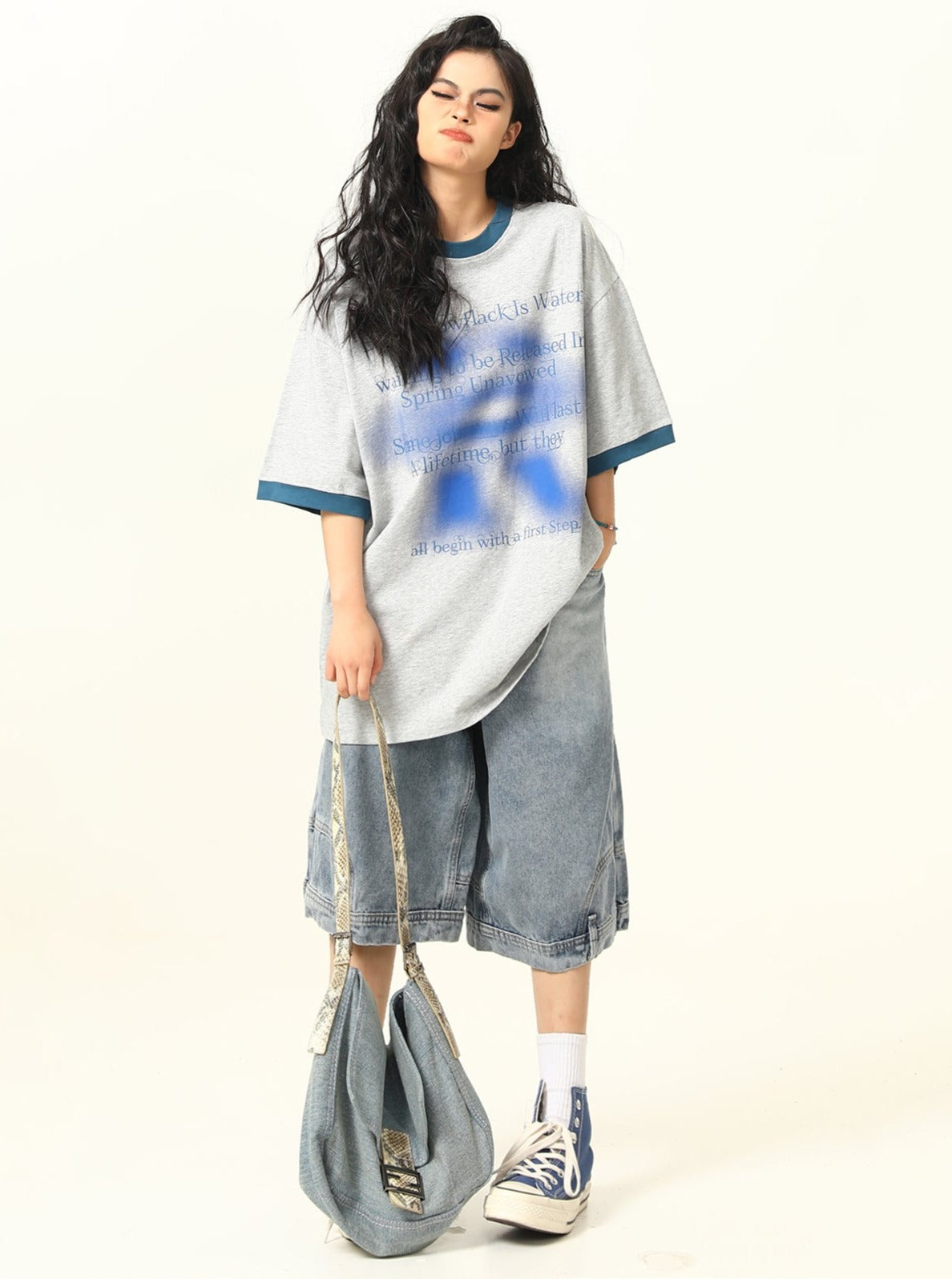 Oversized Faded Gradient Ringer T-shirt