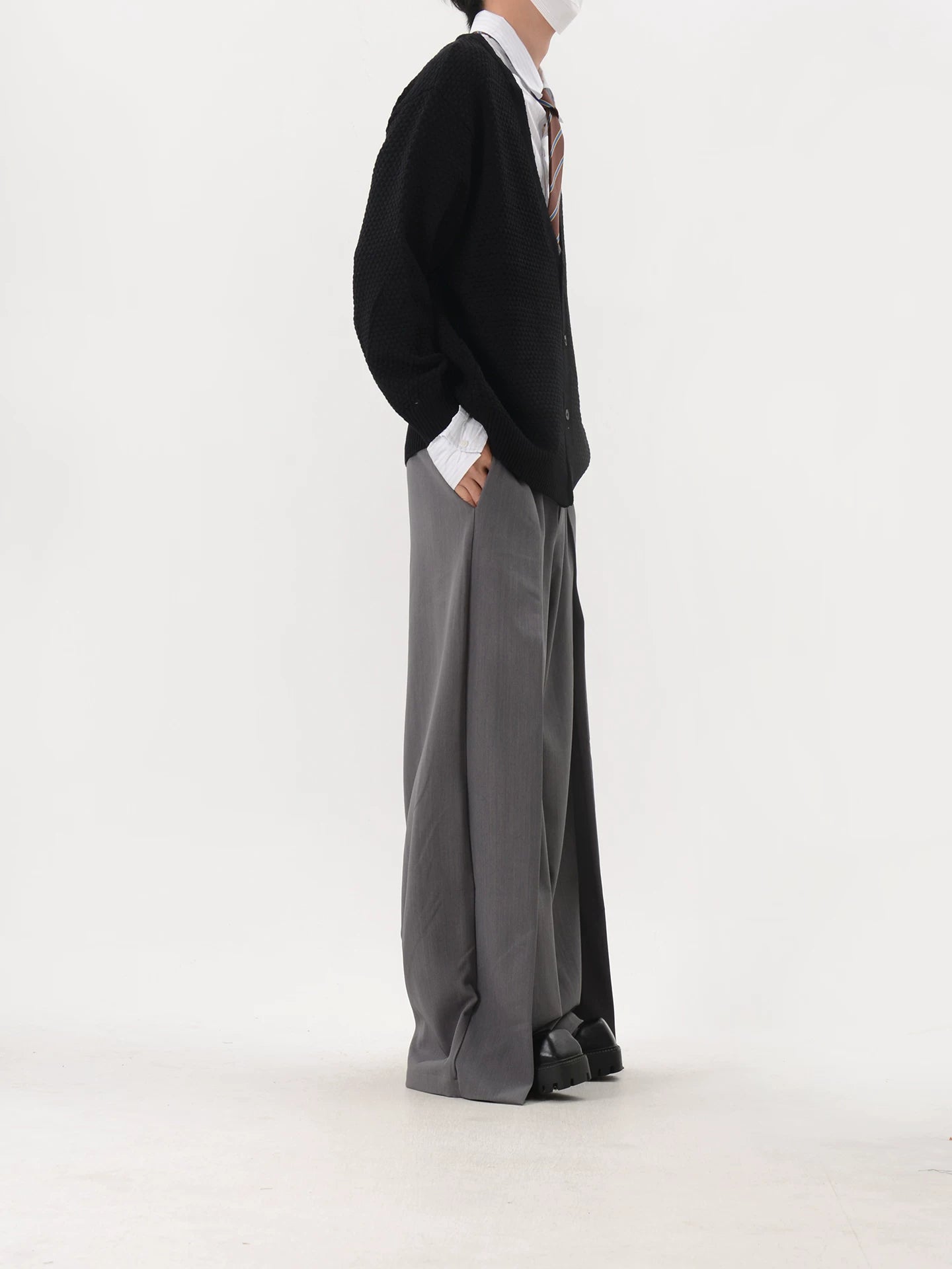 Textured Oversized V-Neck Knit Cardigan
