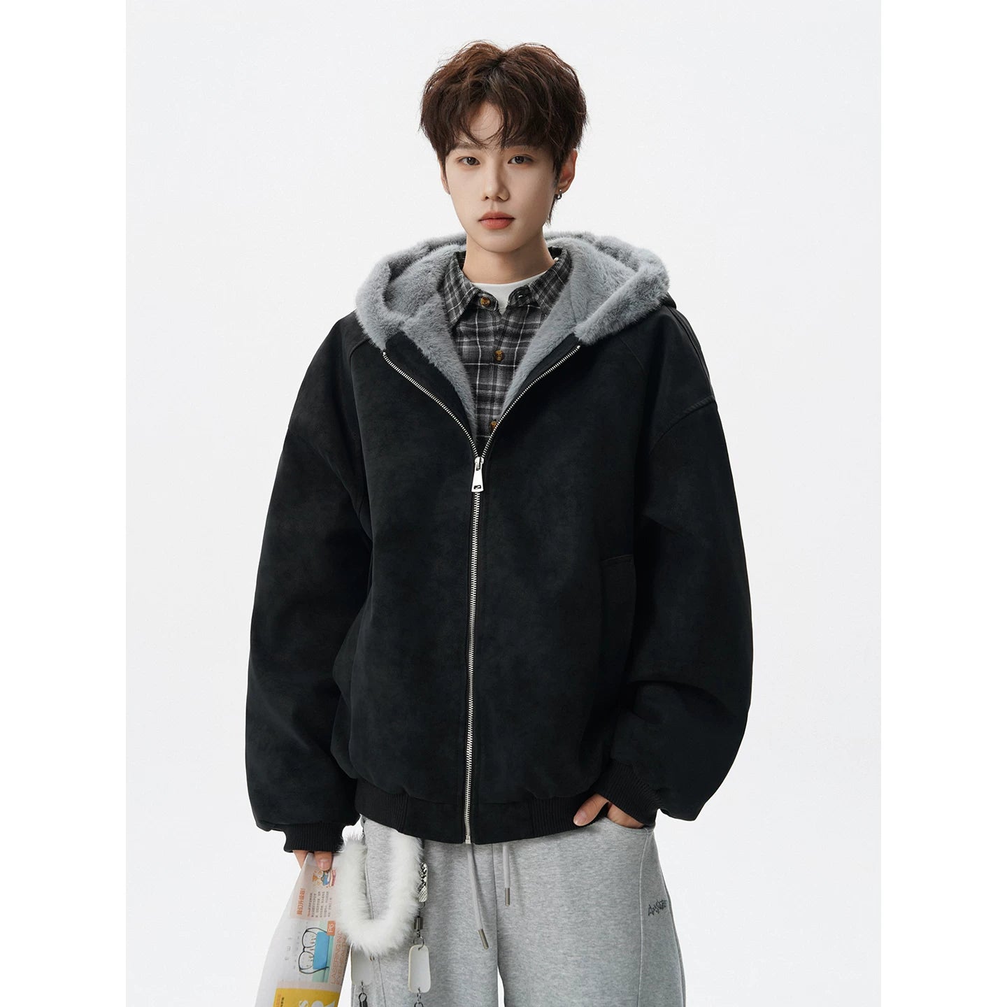 Dunecloud Plush‑Lined Hooded Bomber