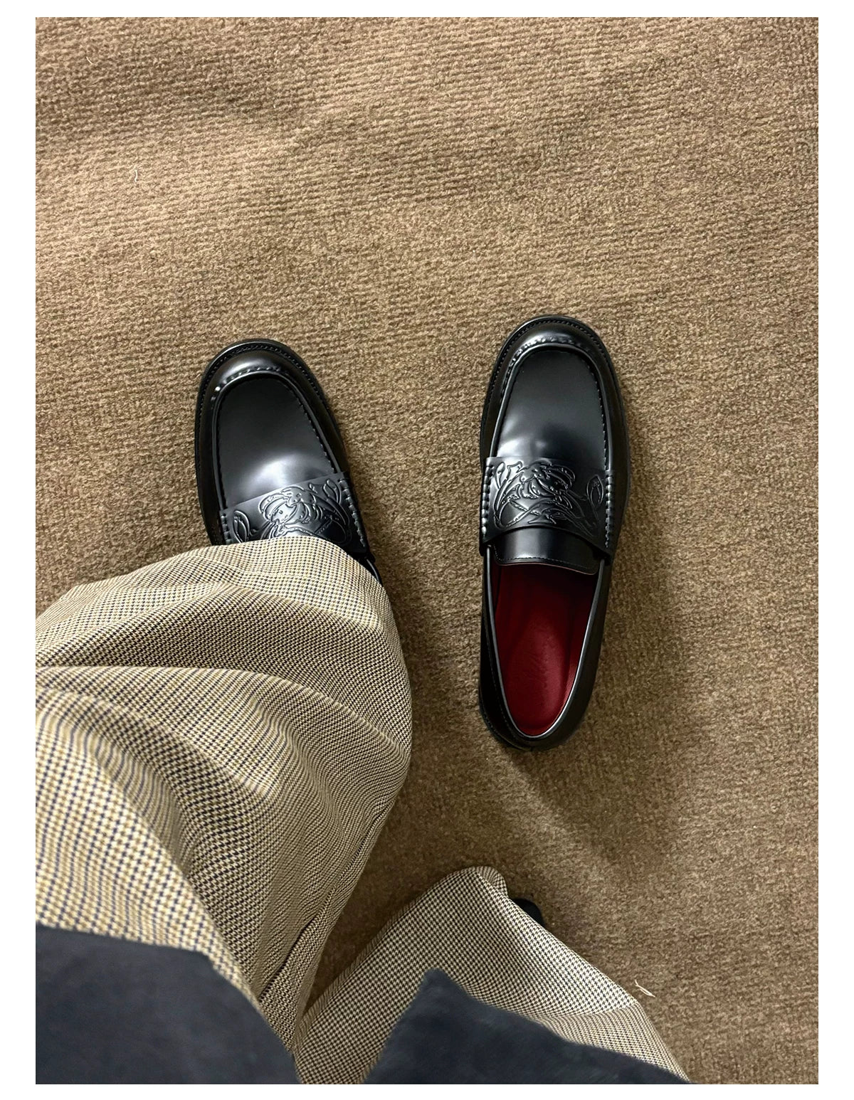 Vampire Leather Loafers - worn overhead view