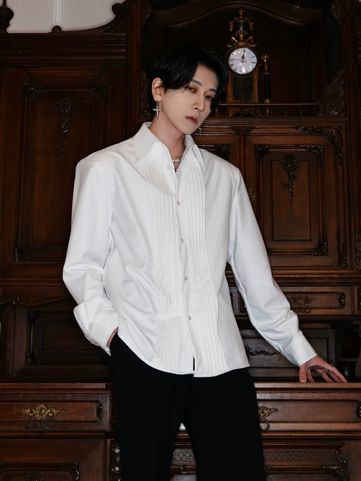 Pintuck Tuxedo Front Shirt