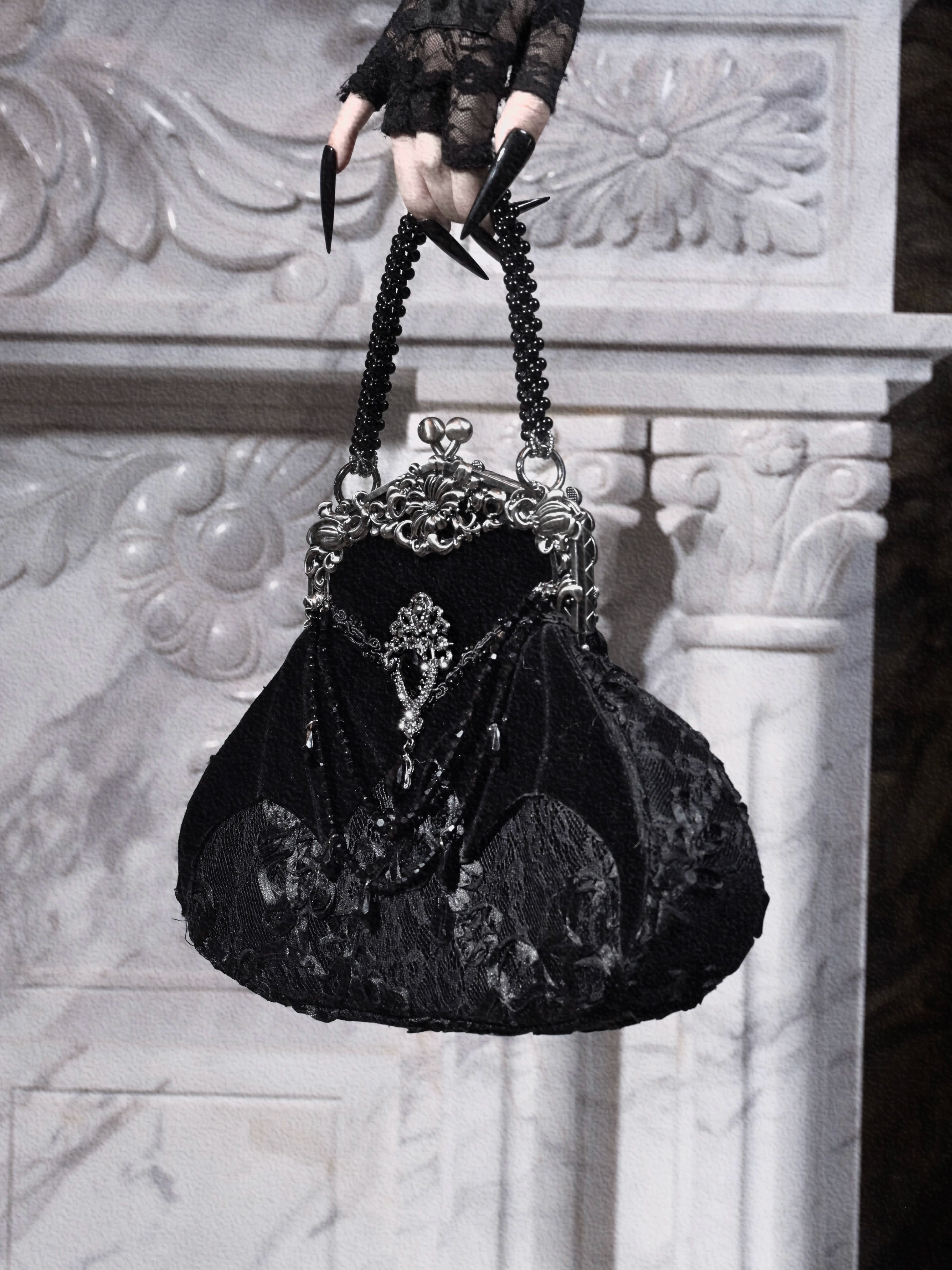 Gothic Vintage Black Lace Handbag