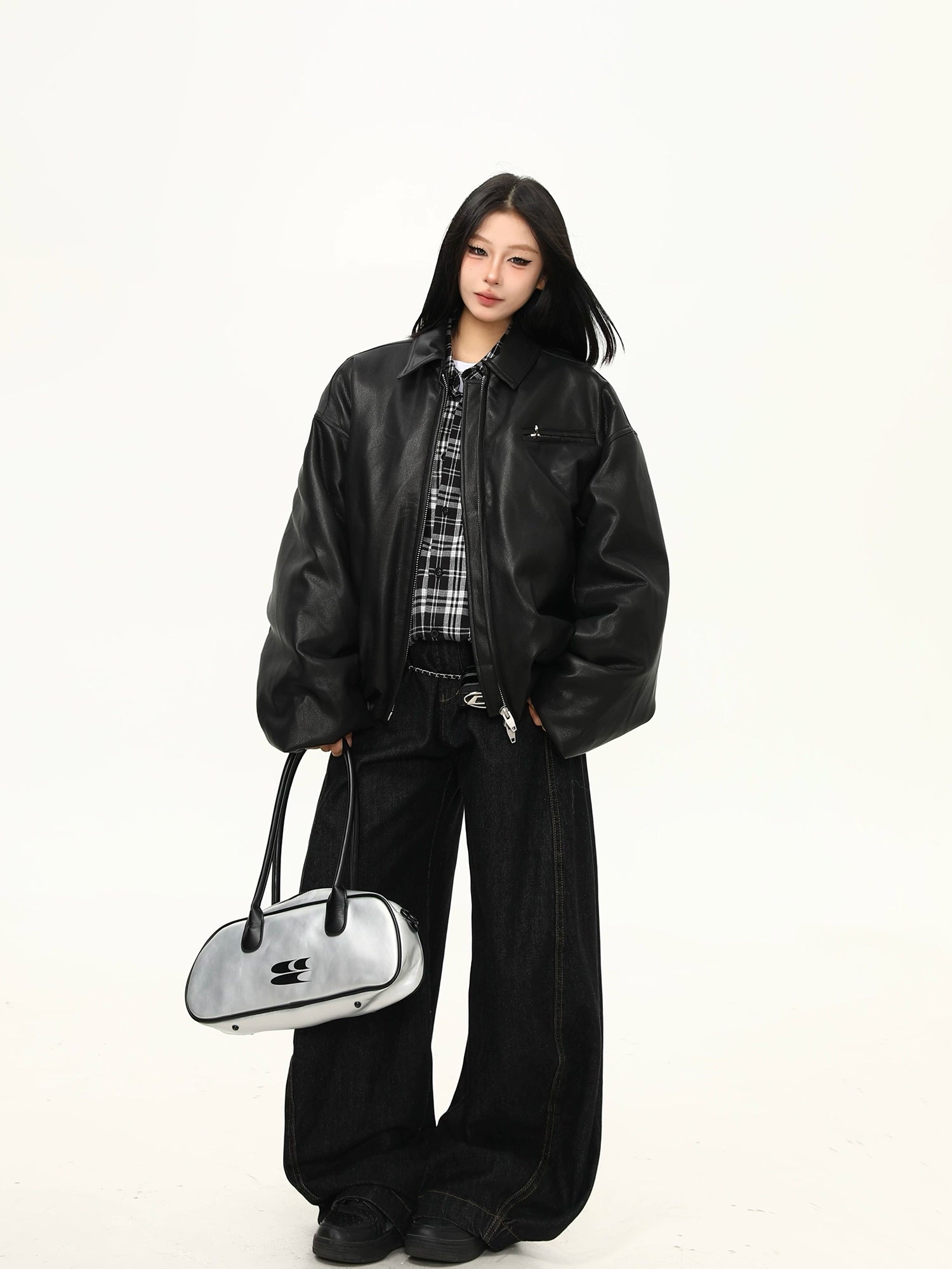 Midnight Drift Oversized Faux Leather Jacket