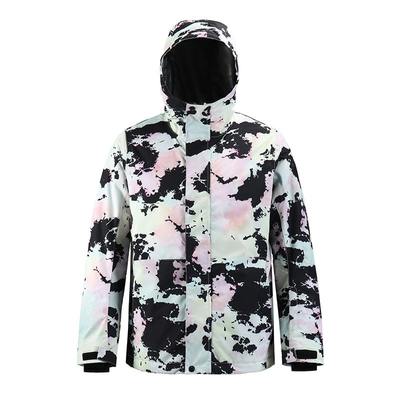 Graphic Print Hooded Snowboard Jacket
