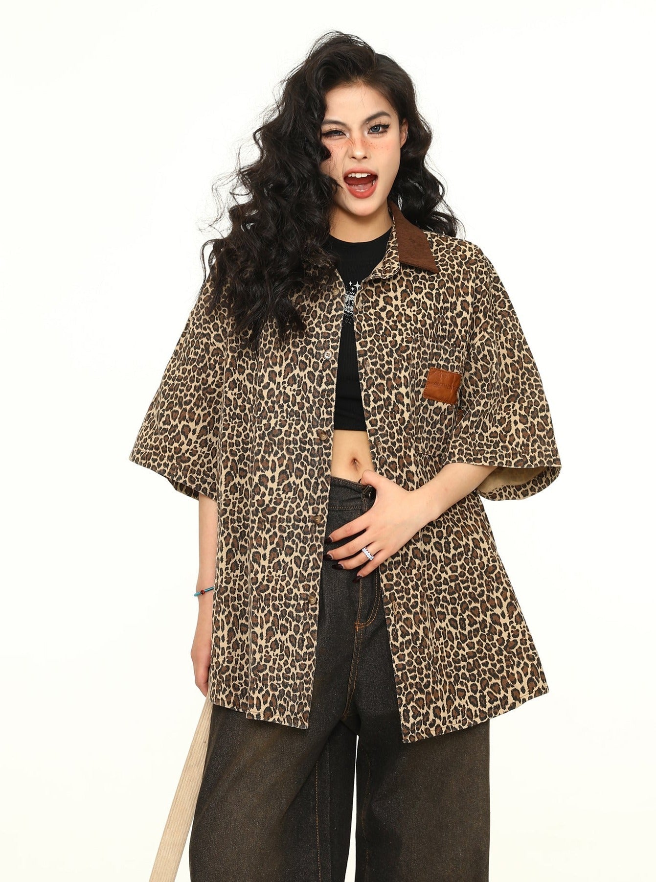 Leopard Print Oversized Work Shirt