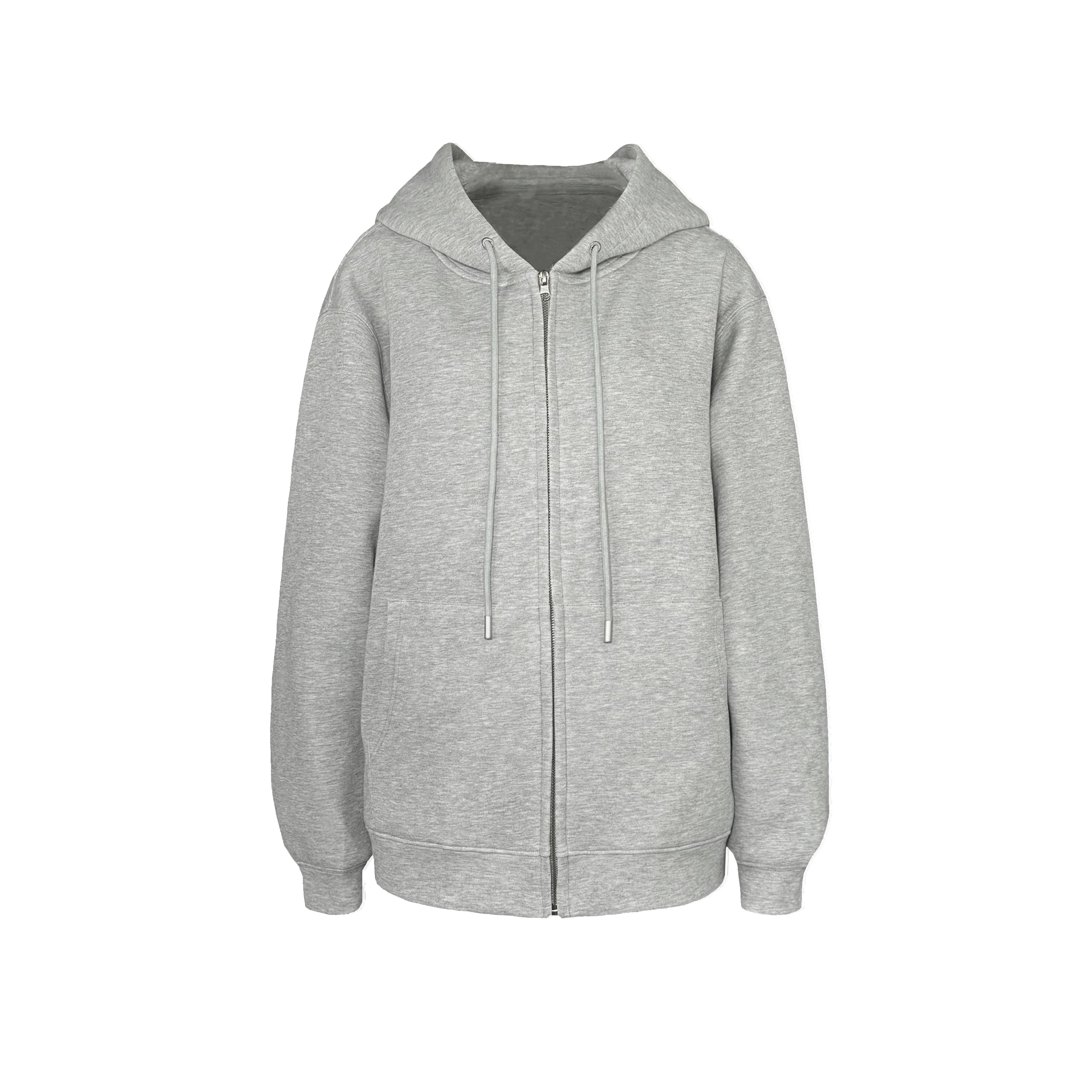 Loose Fit Hooded Zip-Up Sweatshirt Jacket