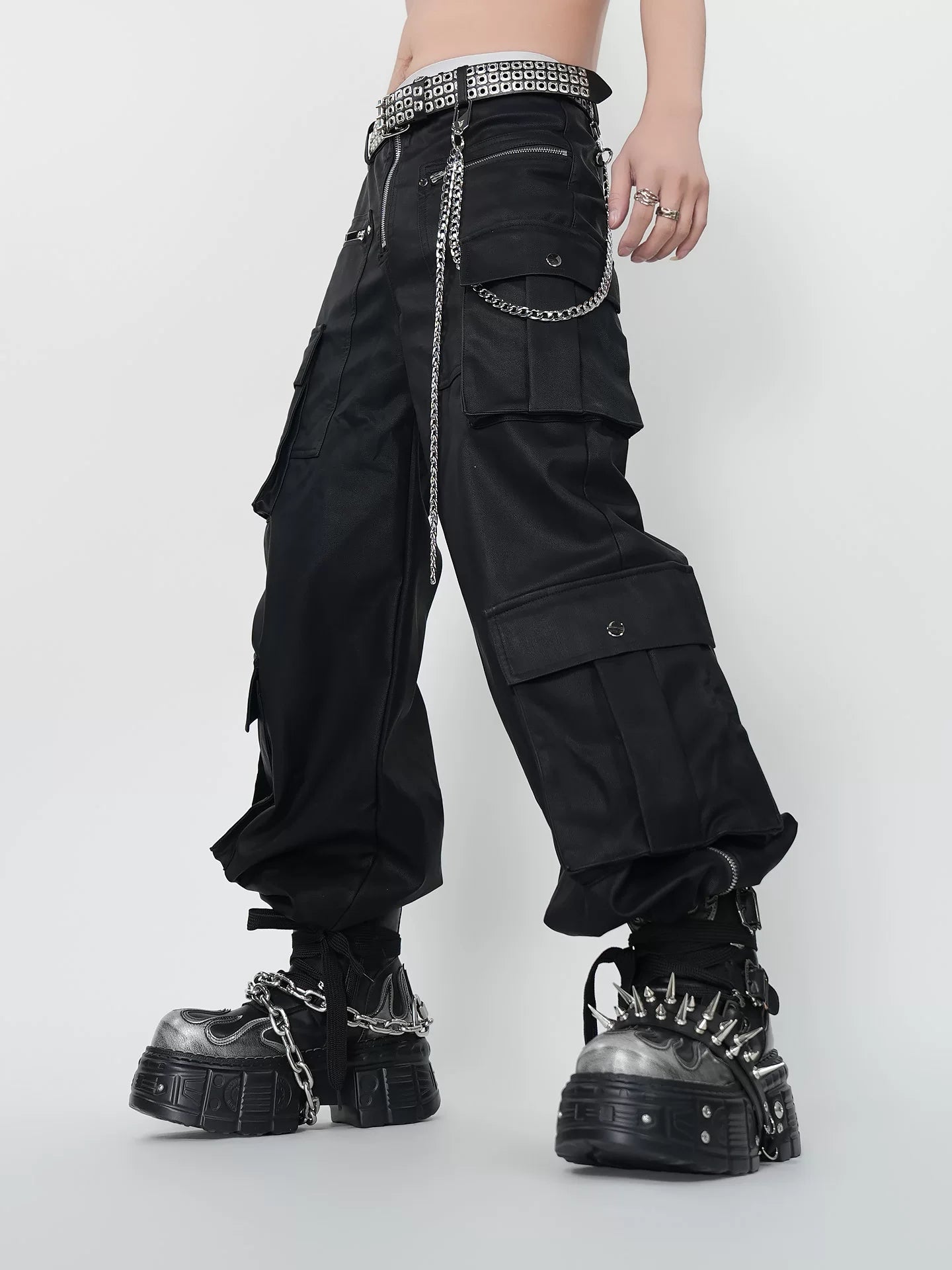Obsidian Inferno Chain-Spike Platform Boots