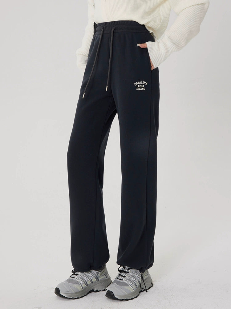 Straight-leg Fleece-lined Thick Sweatpants