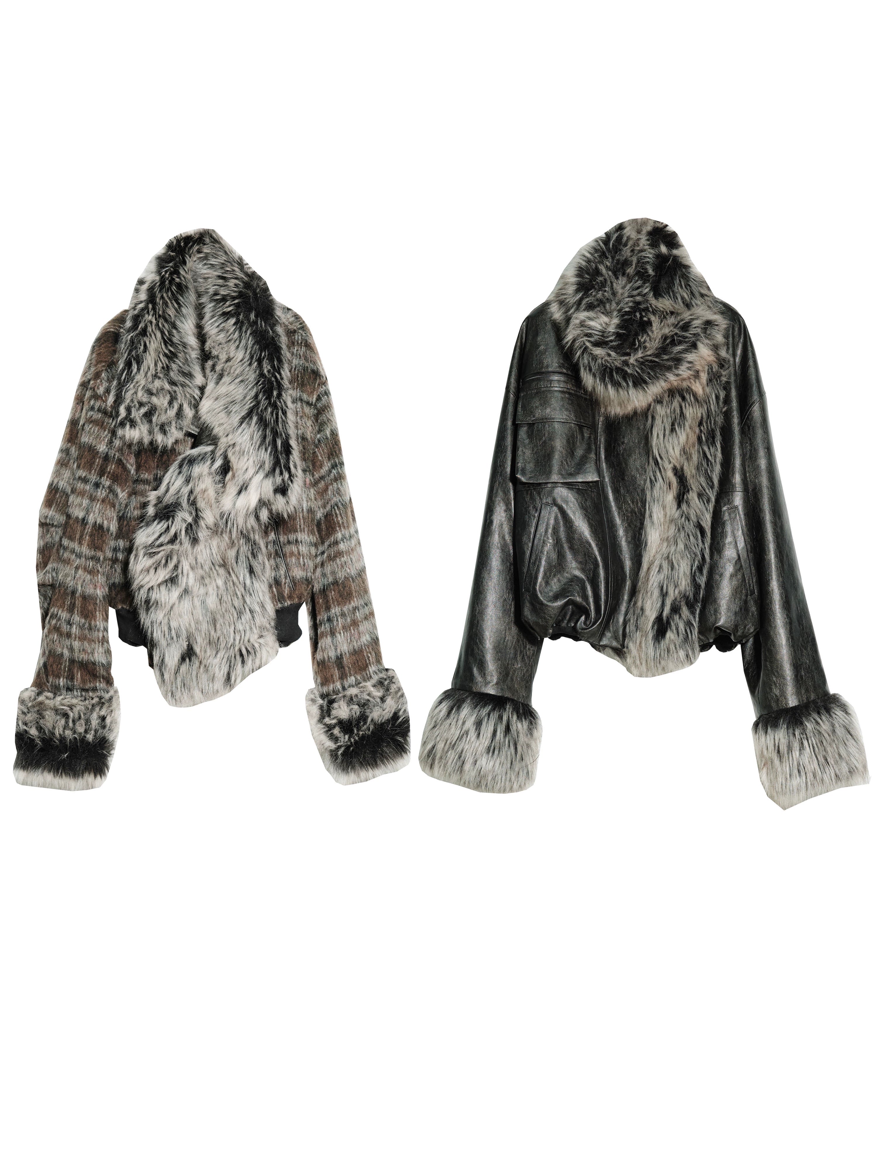Faux Fur Trim Collar and Cuffs Cropped Jacket