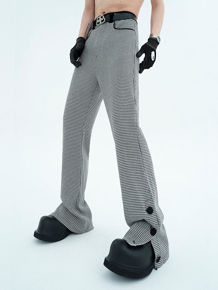 Houndstooth Split-Hem Pants
