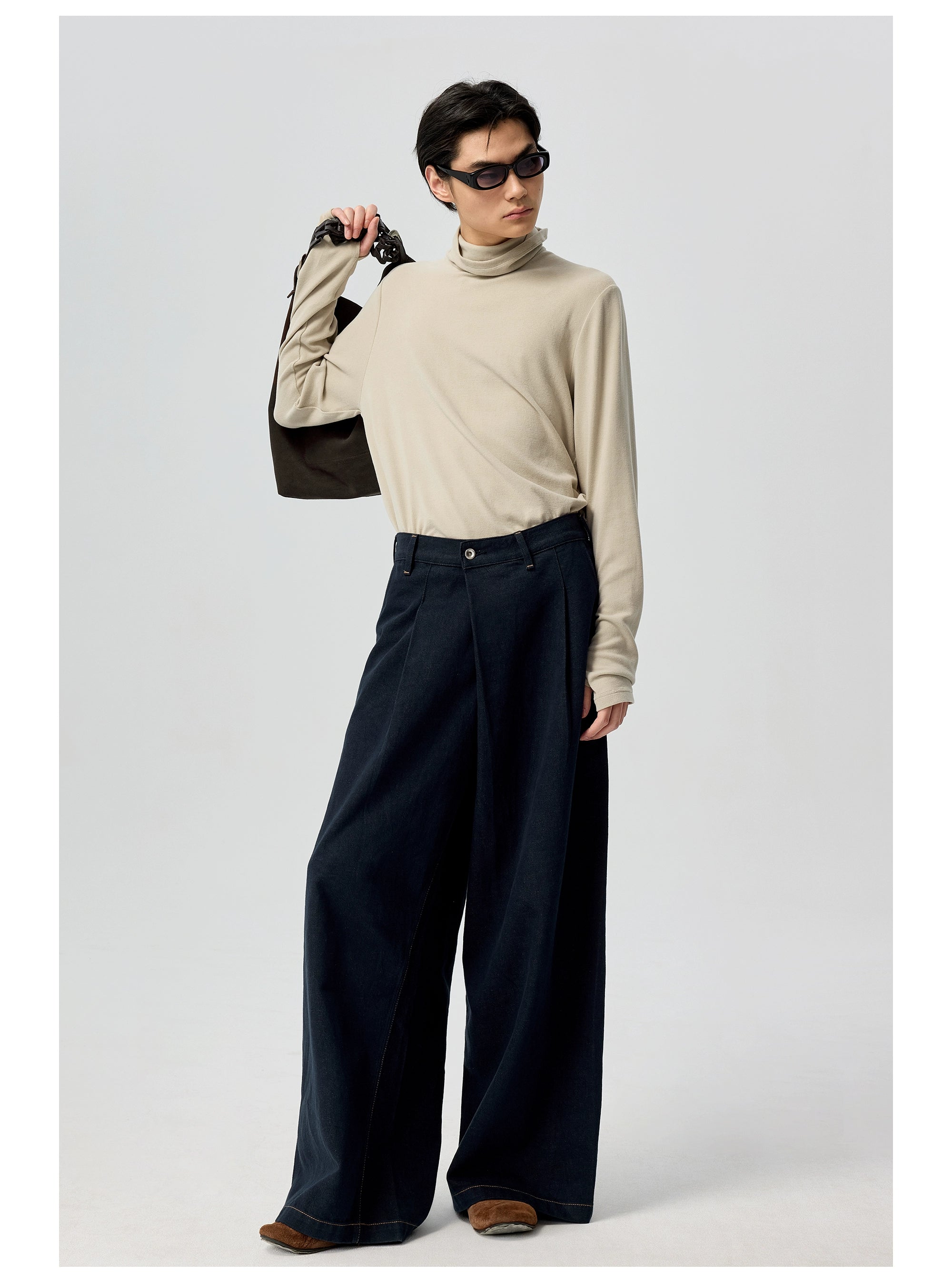 Deep Blue Wide Leg Denim Pants